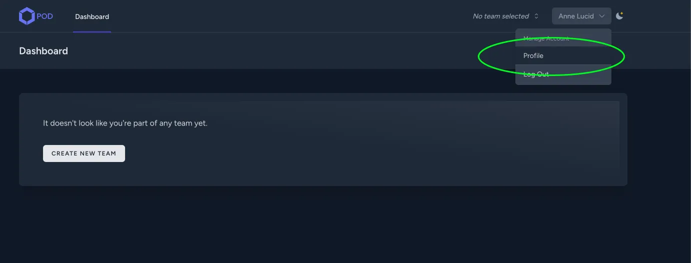 Profile Menu Entry