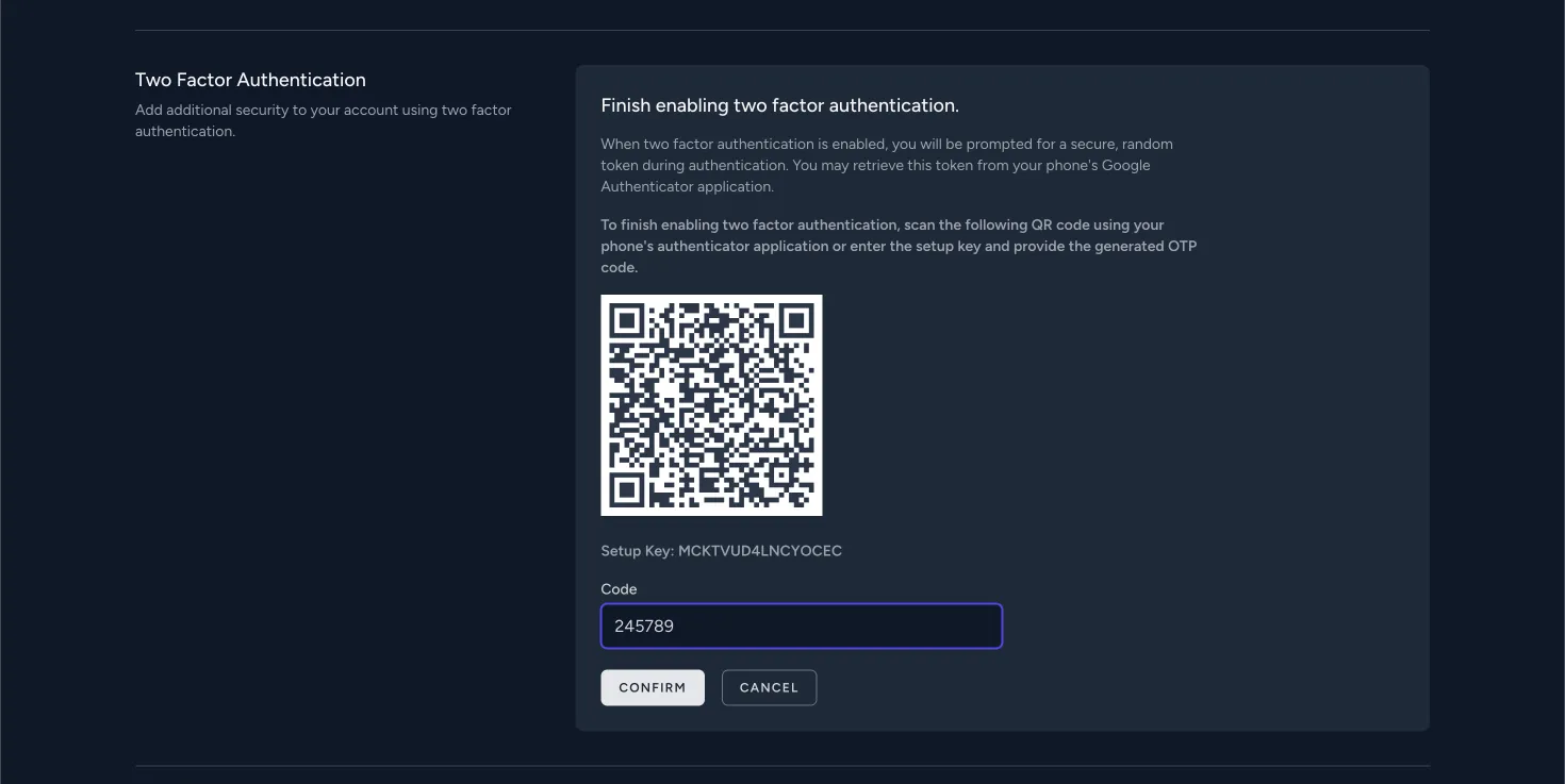 TFA Sample QR Code