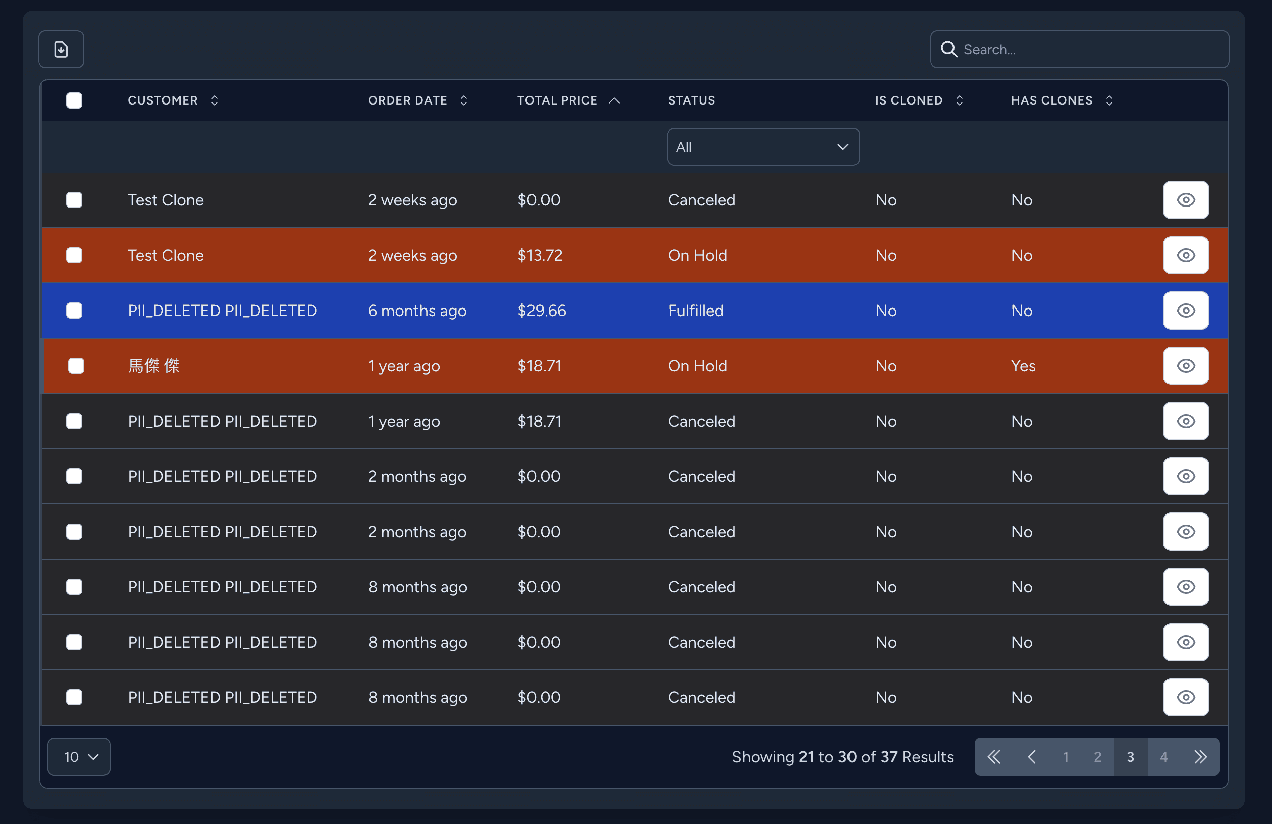 Lucid Modules POD Hub Orders Grid