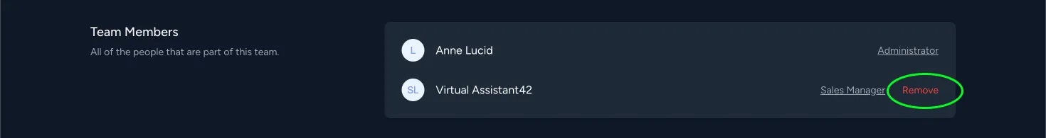 Remove team member