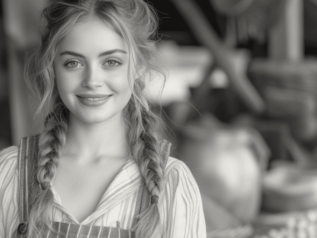 Smiling young woman vendor