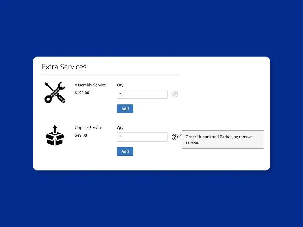 Checkout Addons extension shown in a Magento checkout screen