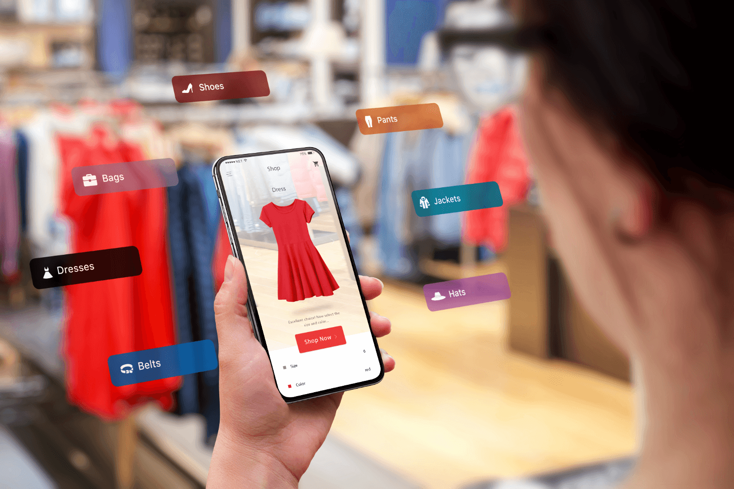 Dress in Augmented Reality displayed on a phone
