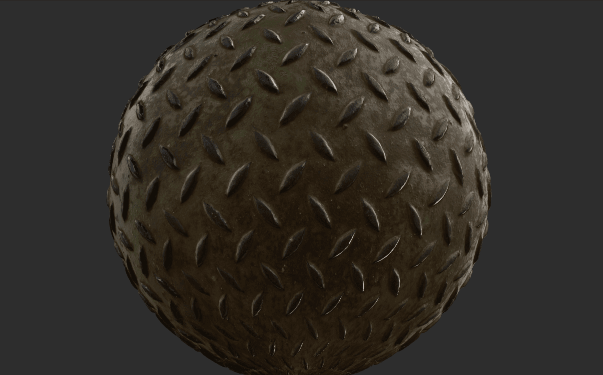 Metallic PBR material example - metal plate texture