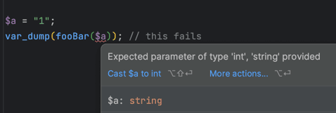 PHPStorm invalid type linter