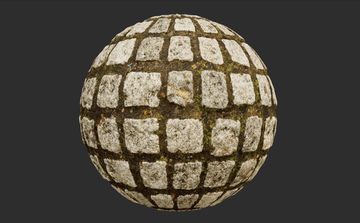PBR textures for 3D rendering - stone tiles sphere